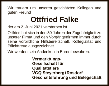 Todesanzeige von Ottfried Falke von HNA