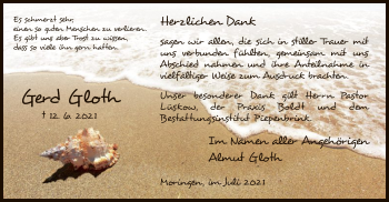 Todesanzeige von Gerd Gloth von HNA