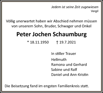 Todesanzeige von Peter Jochen Schaumburg von HNA