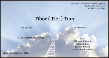Todesanzeige von Tibor Tum von HNA
