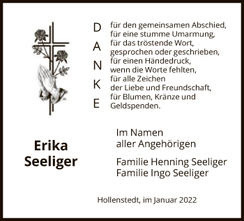 Todesanzeige von Erika Seeliger von HNA