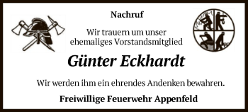 Todesanzeige von Günter Eckhardt von HNA