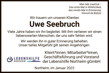 Todesanzeige von Uwe Seebruch von HNA
