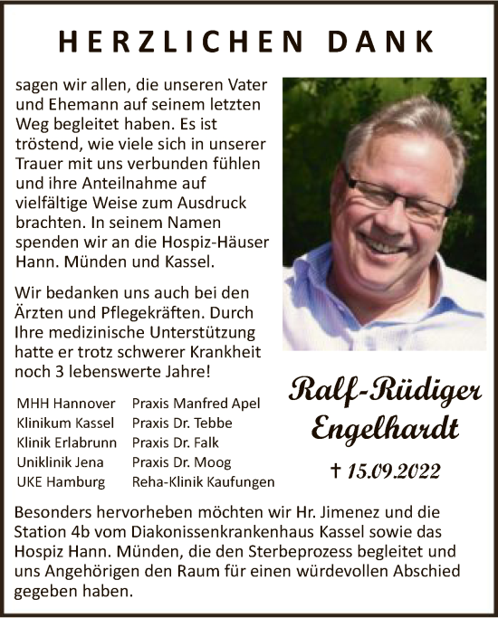 Todesanzeige von Ralf-Rüdiger Engelhardt von HNA