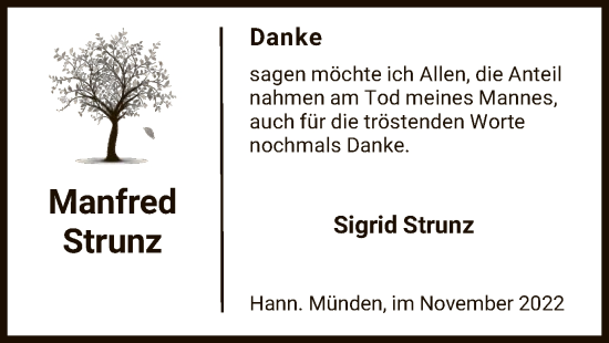 Todesanzeige von Sigrid Strunz von HNA