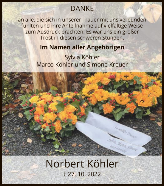 Todesanzeige von Norbert Köhler von HNA