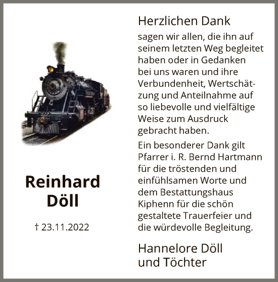 Todesanzeige von Reinhard Döll von HNA