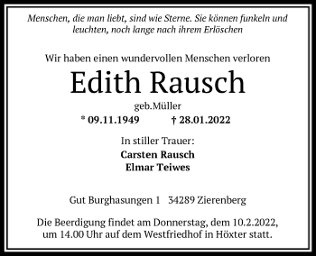Todesanzeige von Edith Rausch von HNA