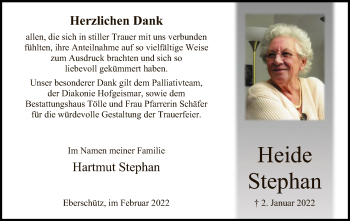Todesanzeige von Herzlichen Dank  von HNA