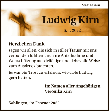 Todesanzeige von Ludwig Kirn von HNA