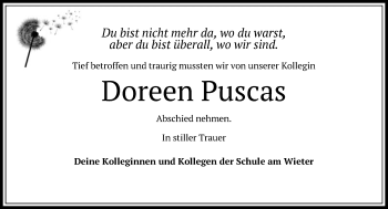 Todesanzeige von Doreen Puscas von HNA