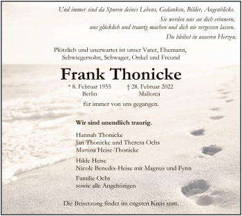 Todesanzeige von Frank Thonicke von HNA