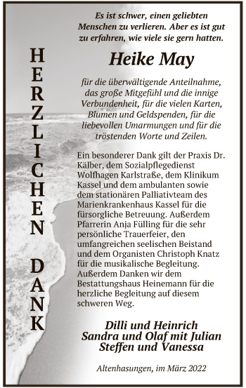 Todesanzeige von Heike May von HNA