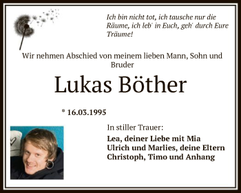 Todesanzeige von Lukas Böther von HNA
