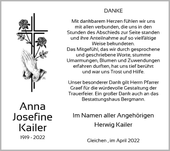Todesanzeige von Anna Josfine Kailer von HNA