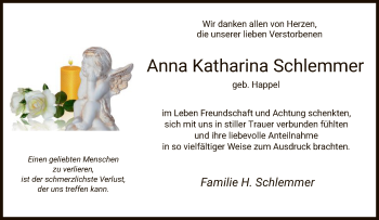 Todesanzeige von Anna Katharina Schlemmer von HNA
