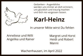 Todesanzeige von Karl-Heinz  von HNA