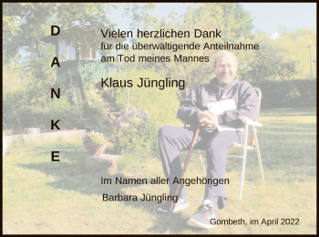 Todesanzeige von Klaus Jüngling von HNA