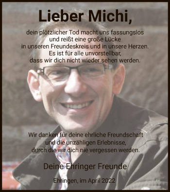 Todesanzeige von Michi  von HNA