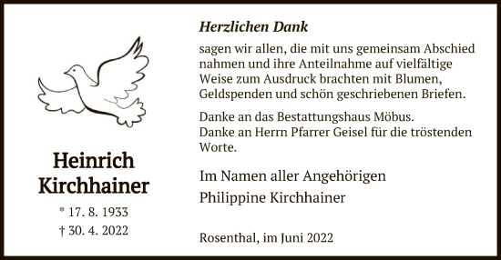 Todesanzeige von Heinrich Kirchhainer von HNA