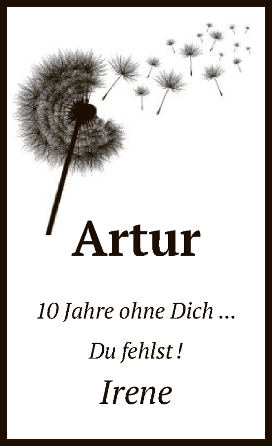 Todesanzeige von Artur  von HNA