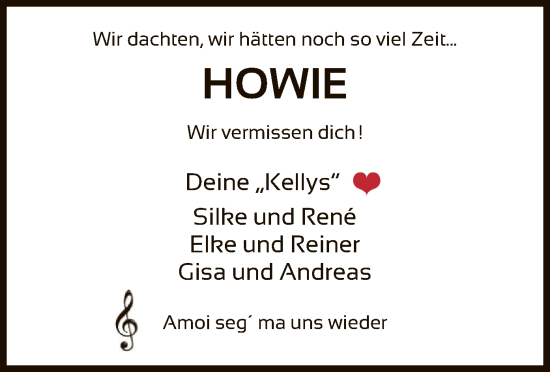 Todesanzeige von Deine Kellys von HNA