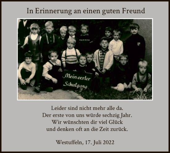 Todesanzeige von In Erinnerung an einen guten Freund  von HNA