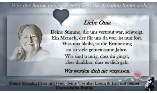 Todesanzeige von In Gedenken  von HNA