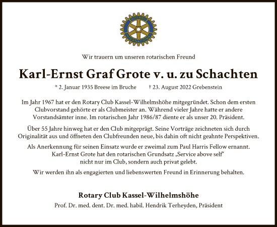 Todesanzeige von Karl-Ernst Kassel-Wilhelmshöhe von HNA