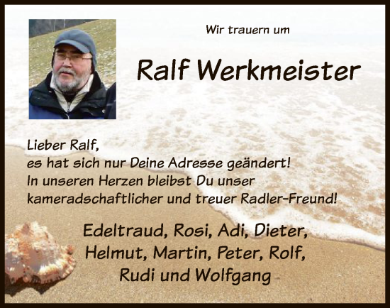 Todesanzeige von Ralf Werkmeister von HNA