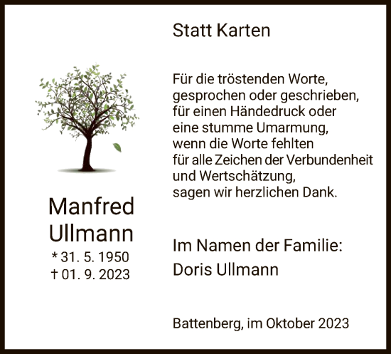 Todesanzeige von Statt Karten von HNA