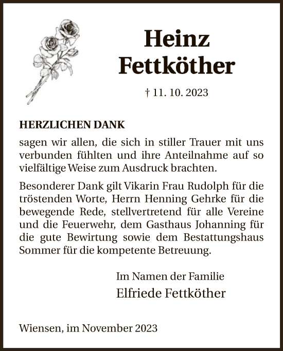 Todesanzeige von Heinz Fettköther von HNA