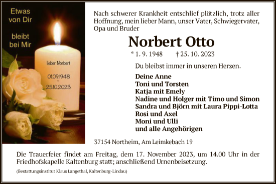 Todesanzeige von Norbert Otto von HNA