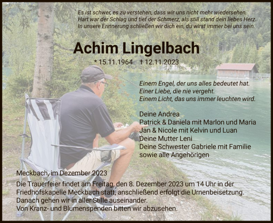Todesanzeige von Achim Lingelbach von HNAHNA