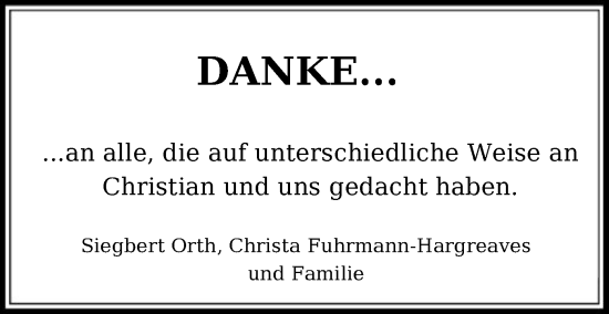 Todesanzeige von Christian  von HNAWLZ