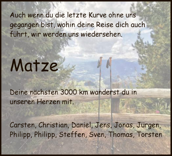 Todesanzeige von Matthies Freter von HNA