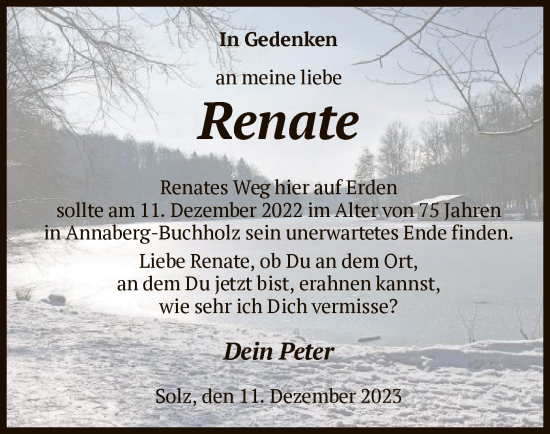 Todesanzeige von Renate  von HNA