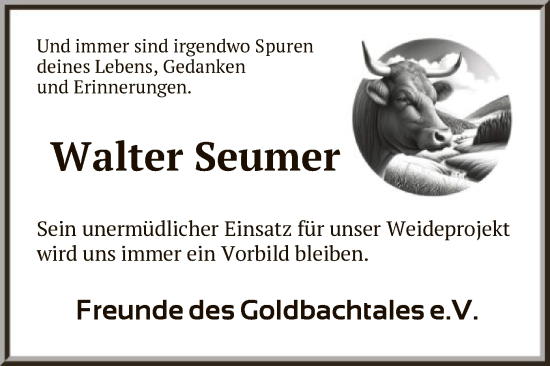Todesanzeige von Walter Seumer von HNA