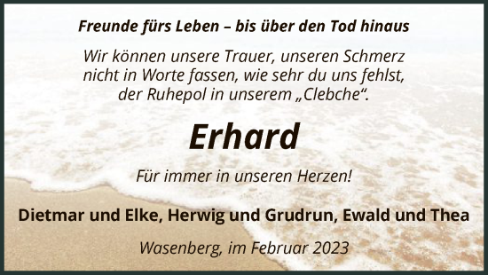 Todesanzeige von Erhard  von HNA