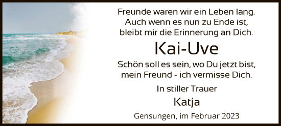 Todesanzeige von Kai-Uve  von HNA