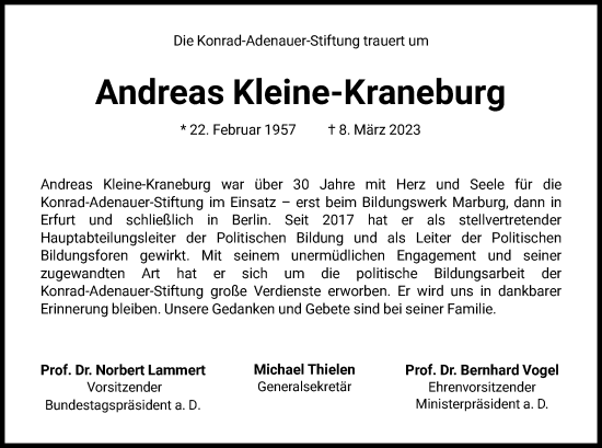 Todesanzeige von Andreas Kleine-Kraneburg von HNA