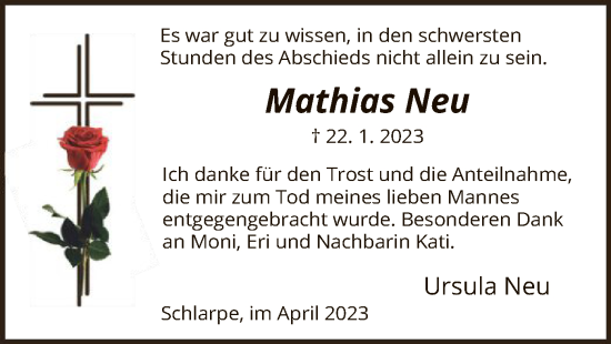 Todesanzeige von Mathias Neu von HNA