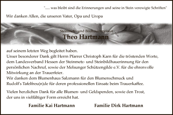 Todesanzeige von Theo Hartmann von HNA