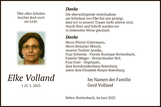 Todesanzeige von Elke Volland von HNA