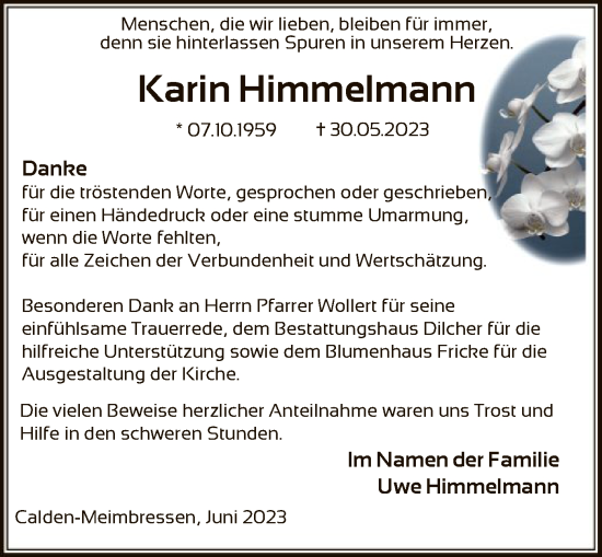 Todesanzeige von Karin Himmelmann von HNA