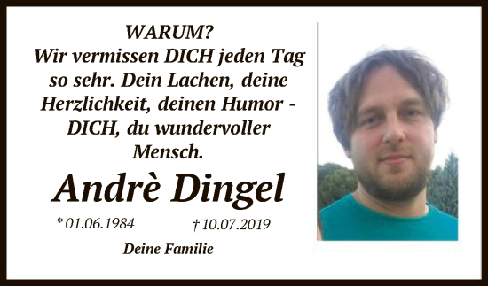 Todesanzeige von André Dingel von HNA