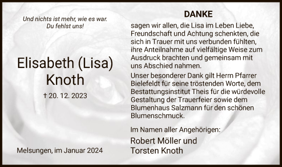 Todesanzeige von Elisabeth Knoth von HNA