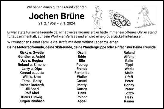 Todesanzeige von Jochen Brüne von HNA