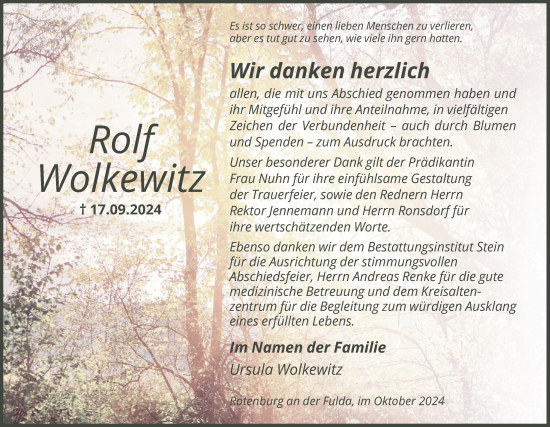 Todesanzeige von Rolf Wolkewitz von HNAHNA