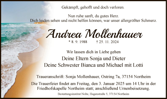 Todesanzeige von Andrea Mollenhauer von HNA